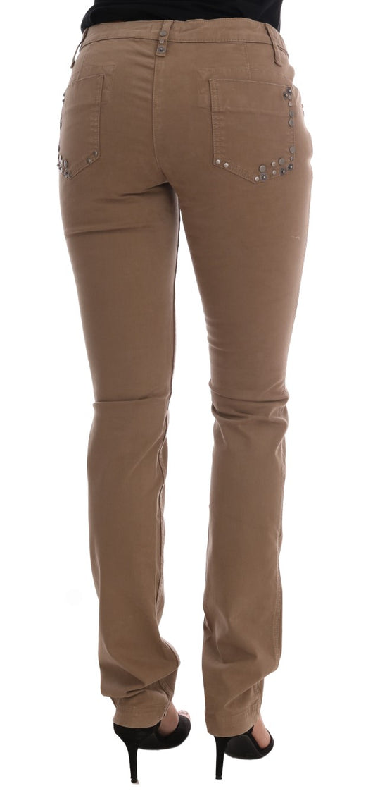 Costume National Beige Baumwolle Stretch Slim Fit Jeans