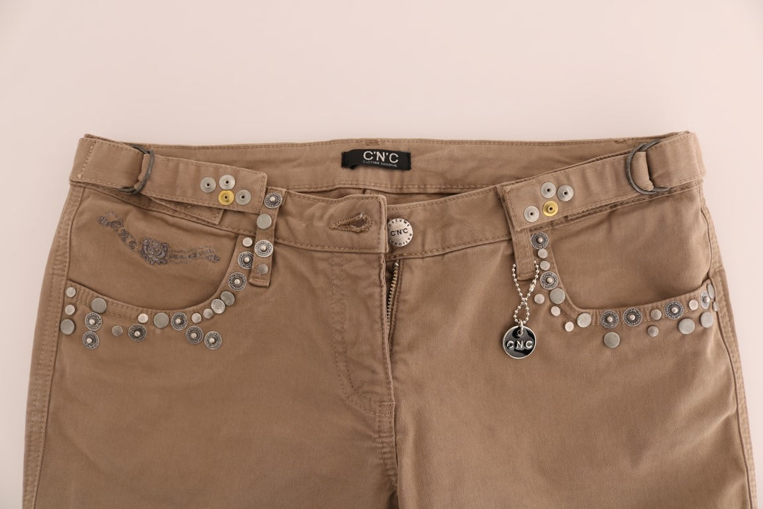 Costume National Beige Baumwolle Stretch Slim Fit Jeans