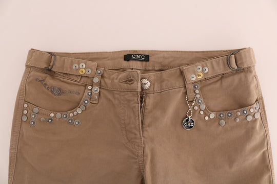 Costume National Beige Baumwolle Stretch Slim Fit Jeans