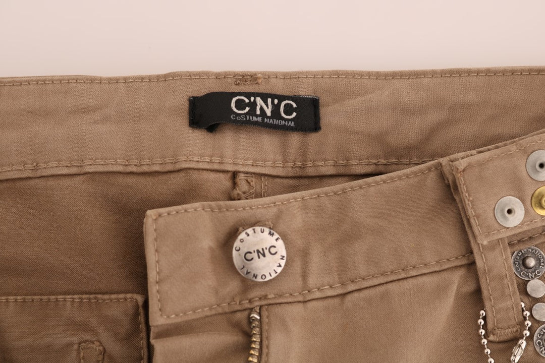 Costume National Beige Baumwolle Stretch Slim Fit Jeans