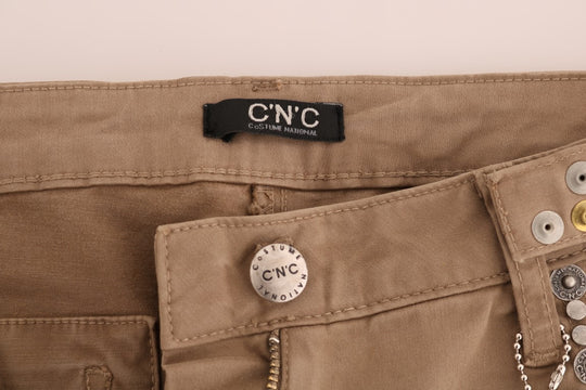 Costume National Beige Baumwolle Stretch Slim Fit Jeans