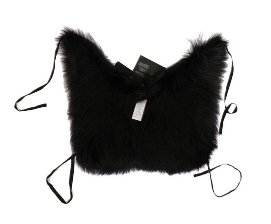 Dolce & Gabbana Eleganter Schwarz-Silber-Fuchsfell-Schal - Léoré