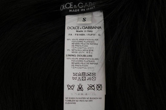 Dolce & Gabbana Eleganter Schwarz-Silber-Fuchsfell-Schal - Léoré