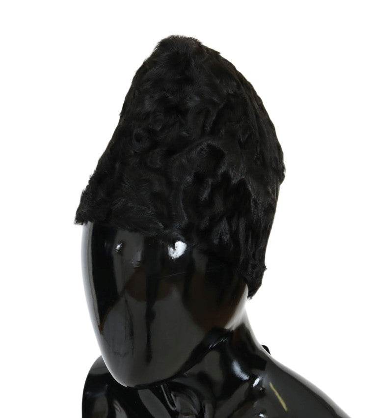Dolce & Gabbana Elegante Schwarze Xiangao Pelz Beanie Mütze - Léoré
