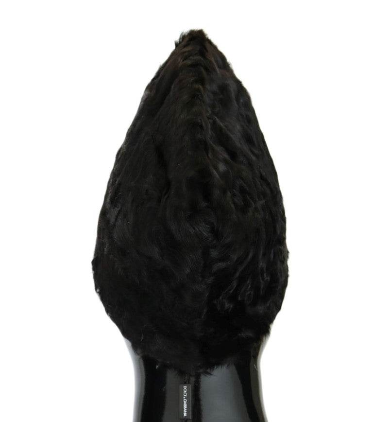 Dolce & Gabbana Elegante Schwarze Xiangao Pelz Beanie Mütze - Léoré