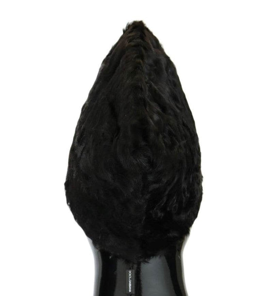 Dolce & Gabbana Elegante Schwarze Xiangao Pelz Beanie Mütze - Léoré