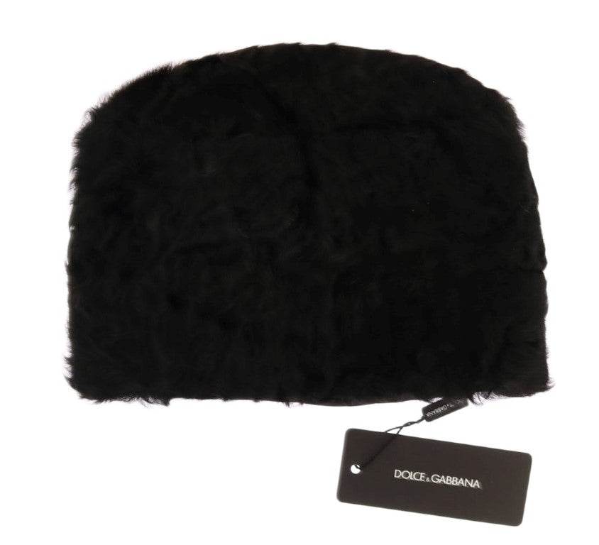 Dolce & Gabbana Elegante Schwarze Xiangao Pelz Beanie Mütze - Léoré