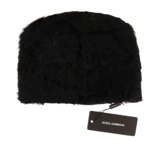 Dolce & Gabbana Elegante Schwarze Xiangao Pelz Beanie Mütze - Léoré