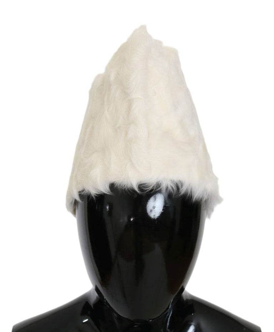 Dolce & Gabbana Elegante weiße Pelzmütze Luxus Wintermütze - Léoré