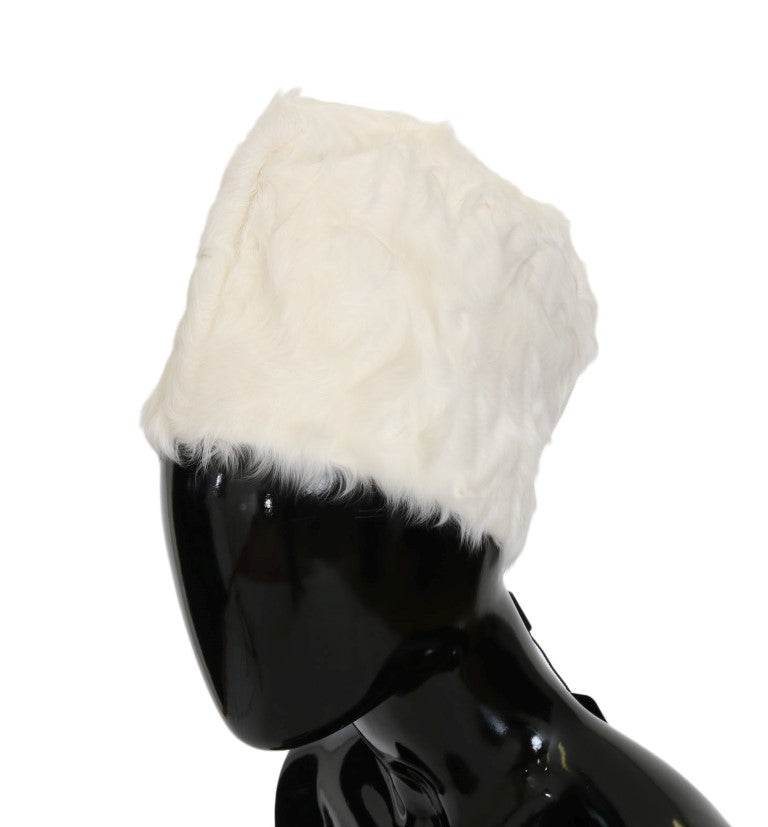 Dolce & Gabbana Elegante weiße Pelzmütze Luxus Wintermütze - Léoré