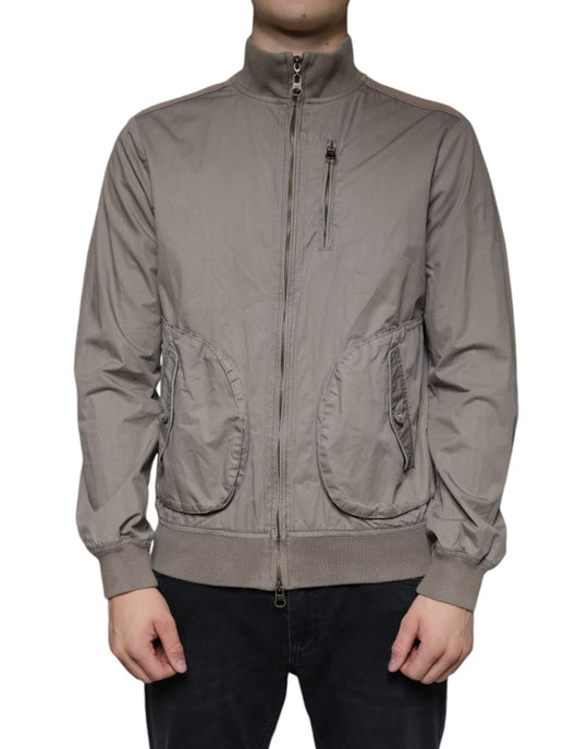 Armani Jeans Braune Bomberjacke mit Logo und Reißverschluss aus Baumwolle