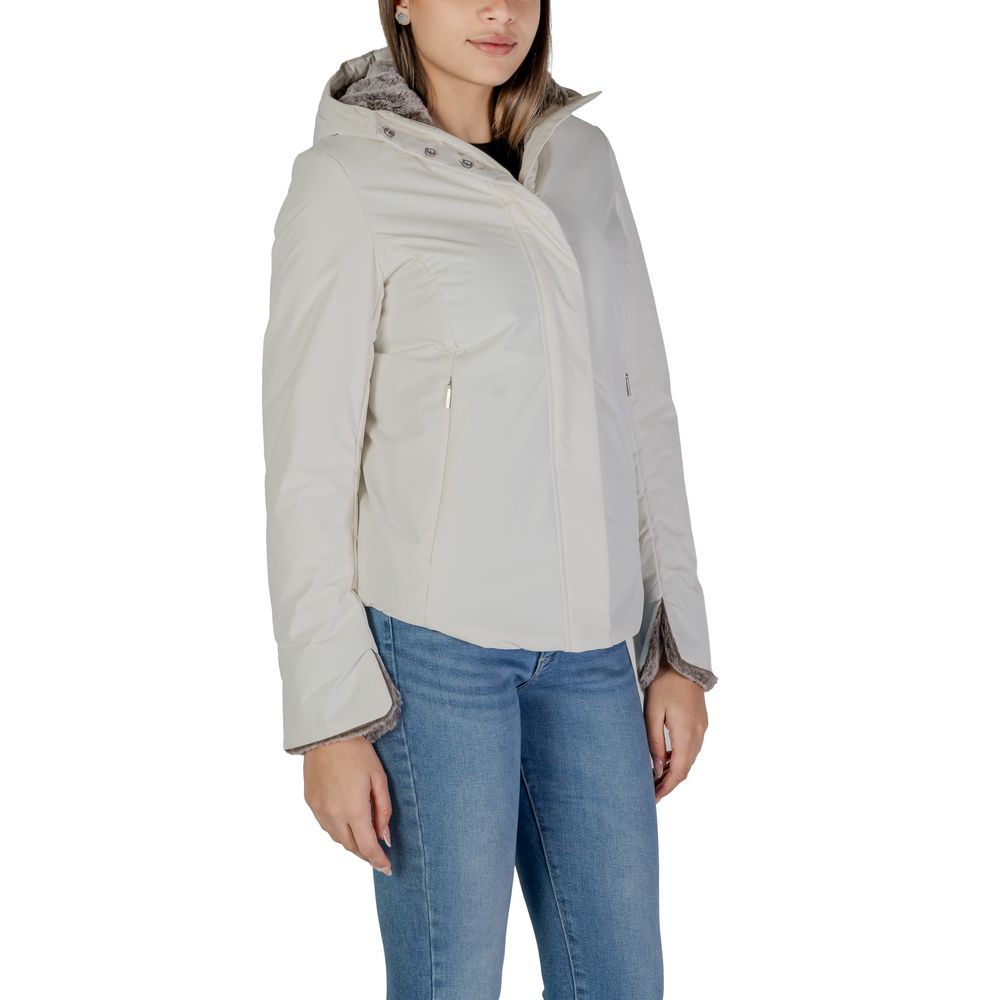 Suns Cream Polyester Jackets &amp; Coats