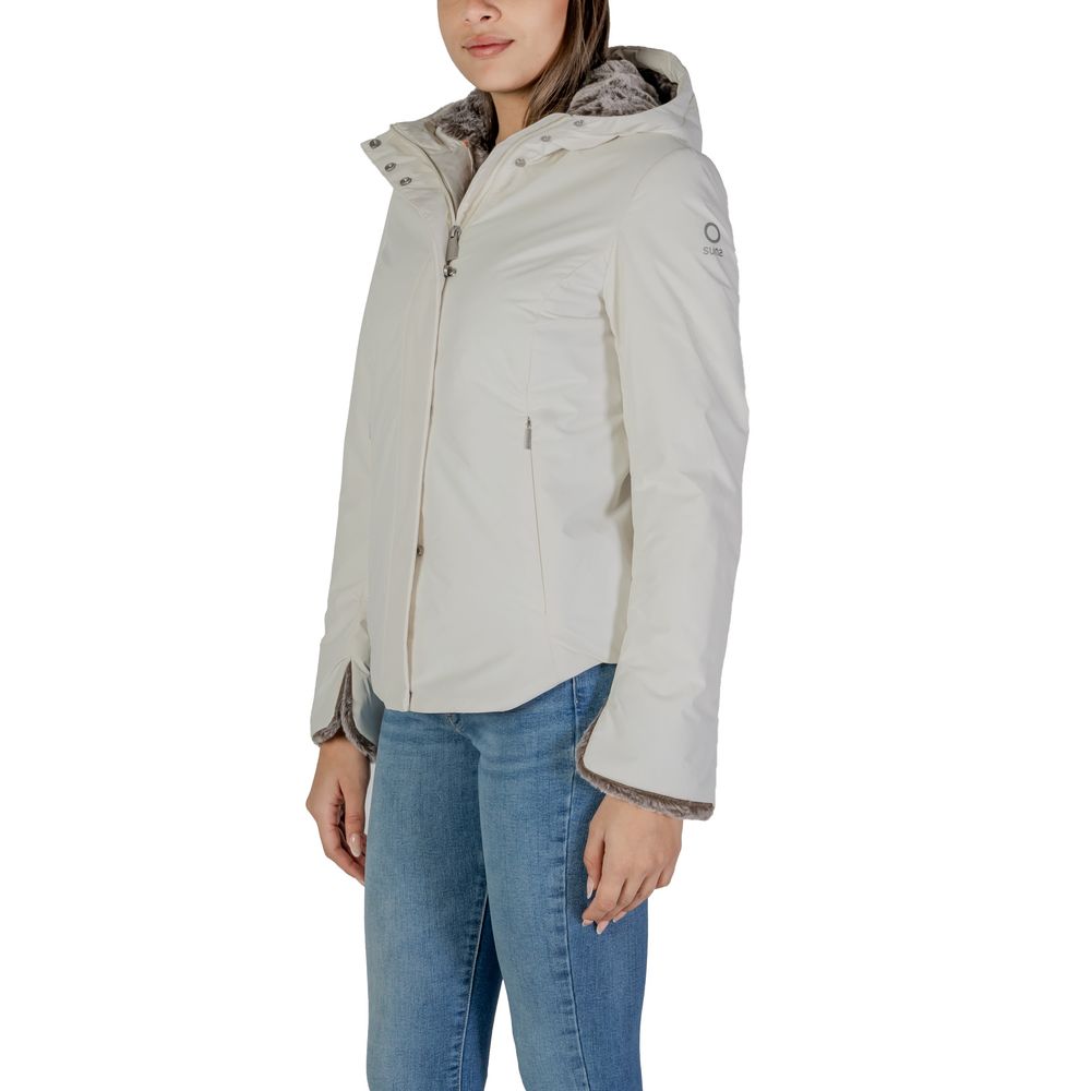 Suns Cream Polyester Jackets &amp; Coats