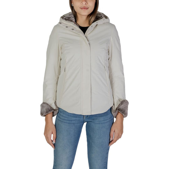 Suns Cream Polyester Jackets &amp; Coats