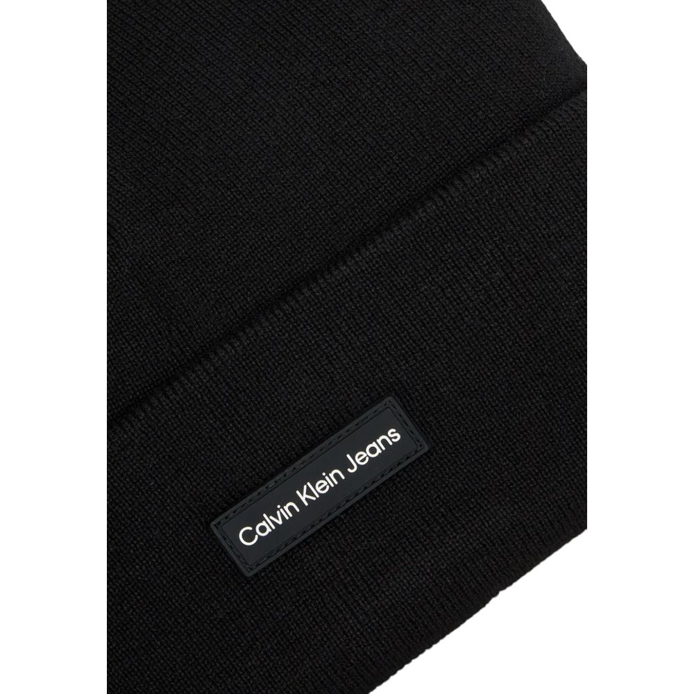 Calvin Klein Jeans Schwarzer recycelter Polyester Kappen Baseballmütze