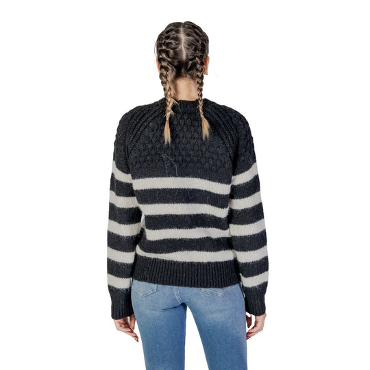 Only Schwarzer und weißer Pullover aus recyceltem Polyester