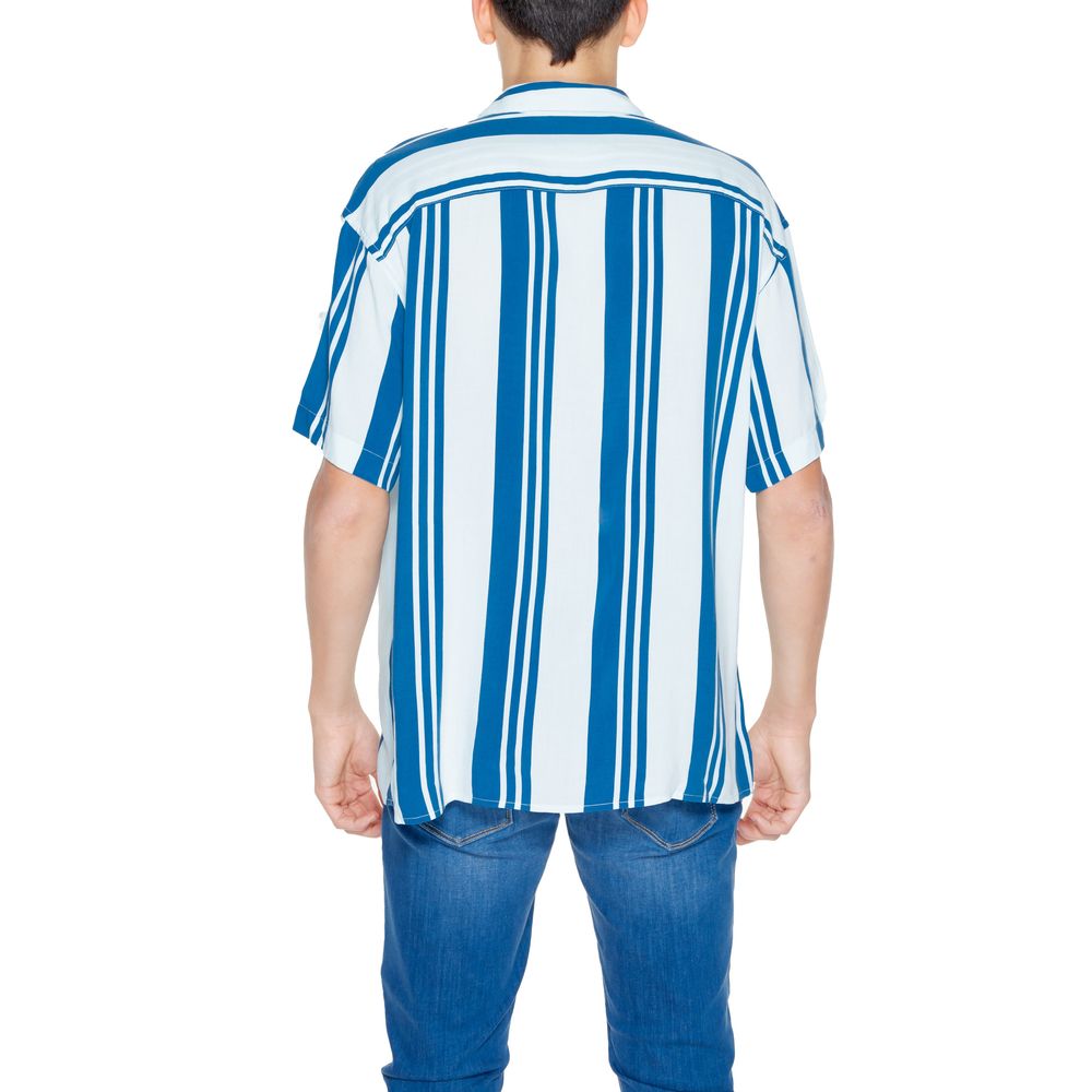Jack Jones Blaues Viskose-Kurzarmhemd