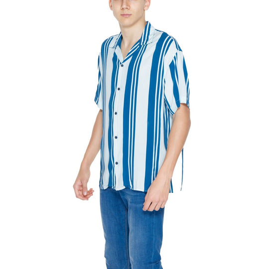 Jack Jones Blaues Viskose-Kurzarmhemd