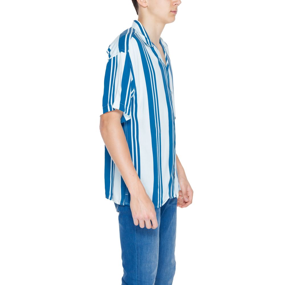 Jack Jones Blaues Viskose-Kurzarmhemd