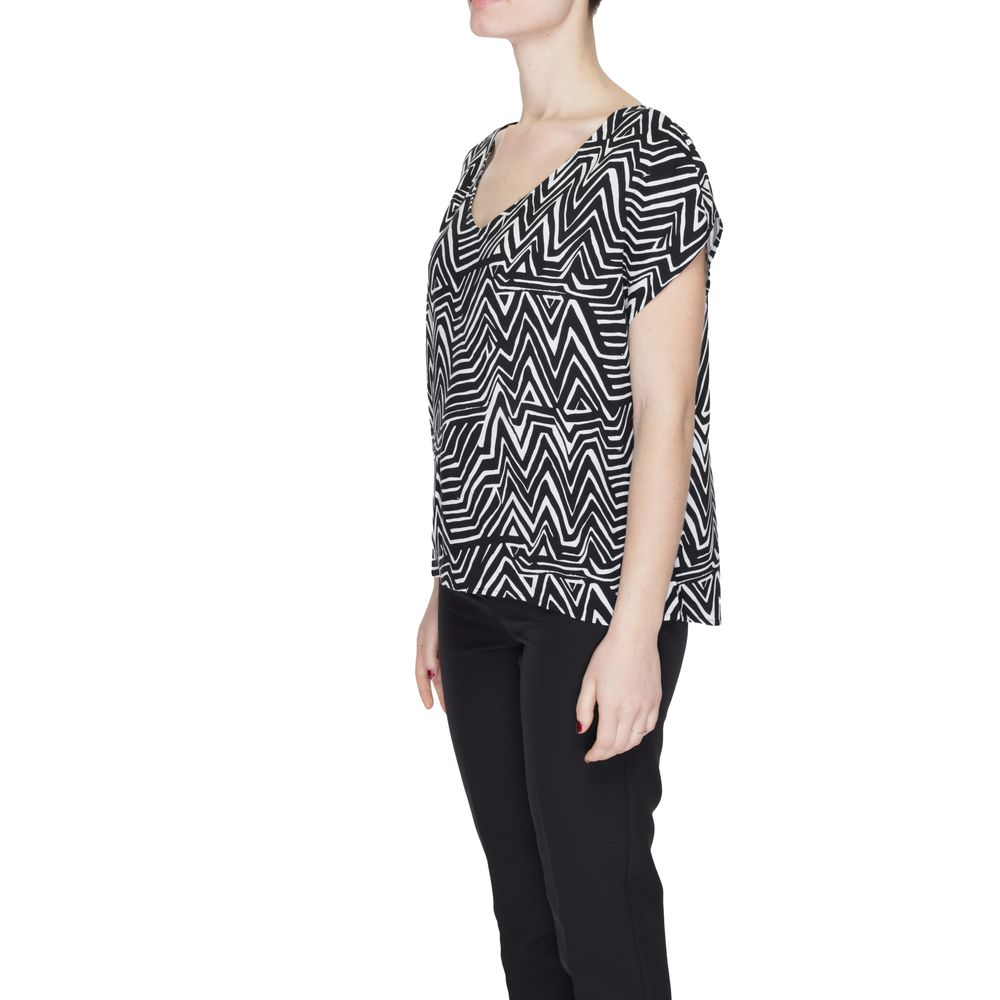 Jacqueline De Yong Schwarze und weiße Viskose Tops & T-Shirt