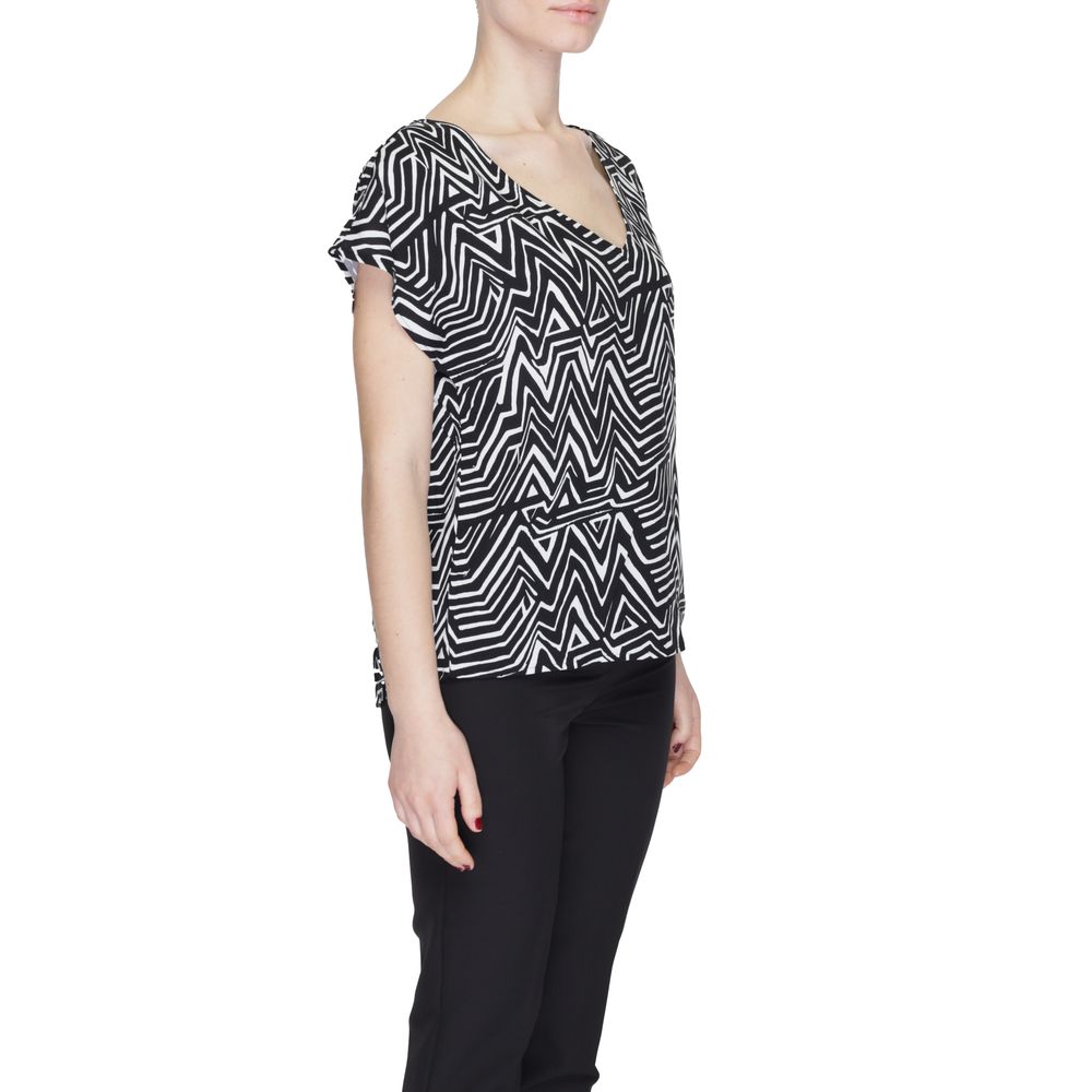 Jacqueline De Yong Schwarze und weiße Viskose Tops & T-Shirt
