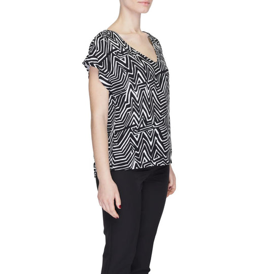 Jacqueline De Yong Schwarze und weiße Viskose Tops & T-Shirt