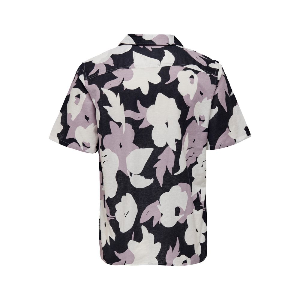 Only & Sons Lila Leinen-Kurzarmhemd