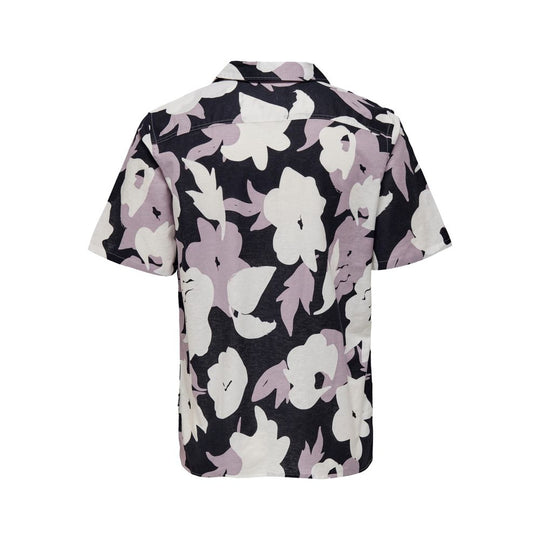 Only & Sons Lila Leinen-Kurzarmhemd