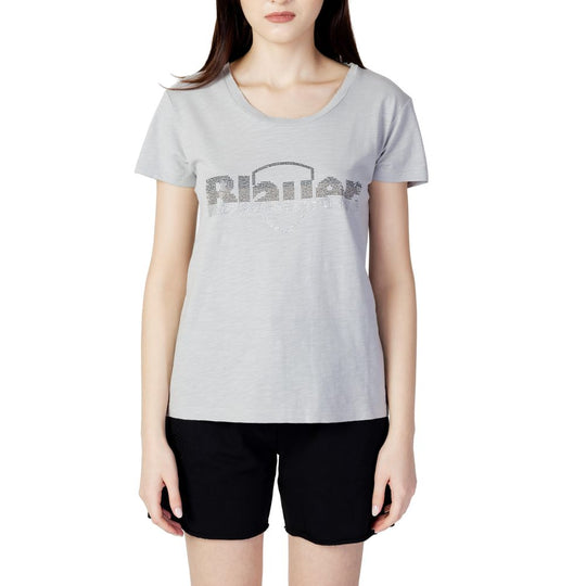 Blue Gray Cotton Tops &amp; T-Shirt
