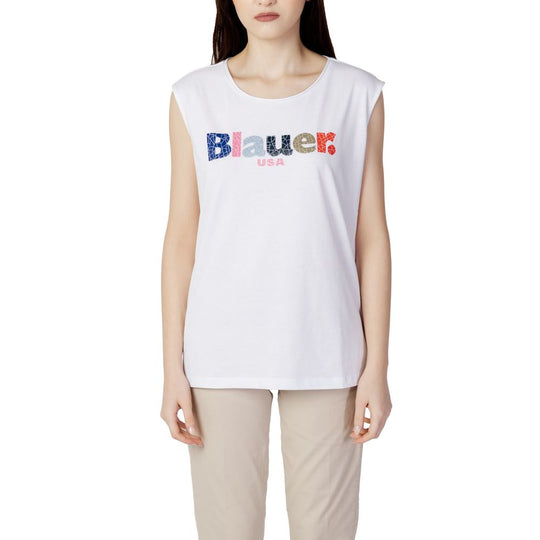 Blue White Cotton Tops &amp; T-Shirt
