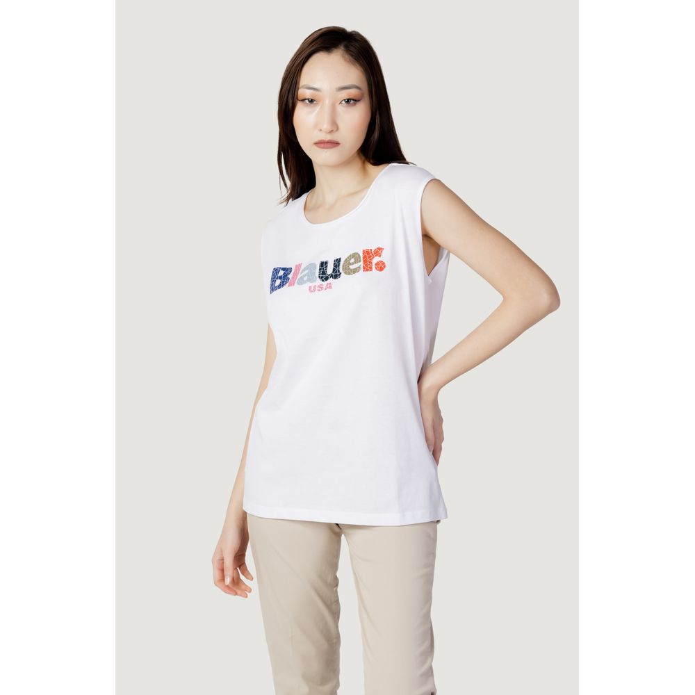 Blue White Cotton Tops &amp; T-Shirt