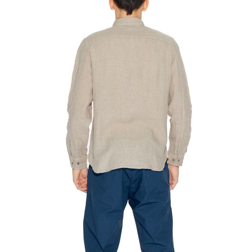 Blue Beige Linen Shirt