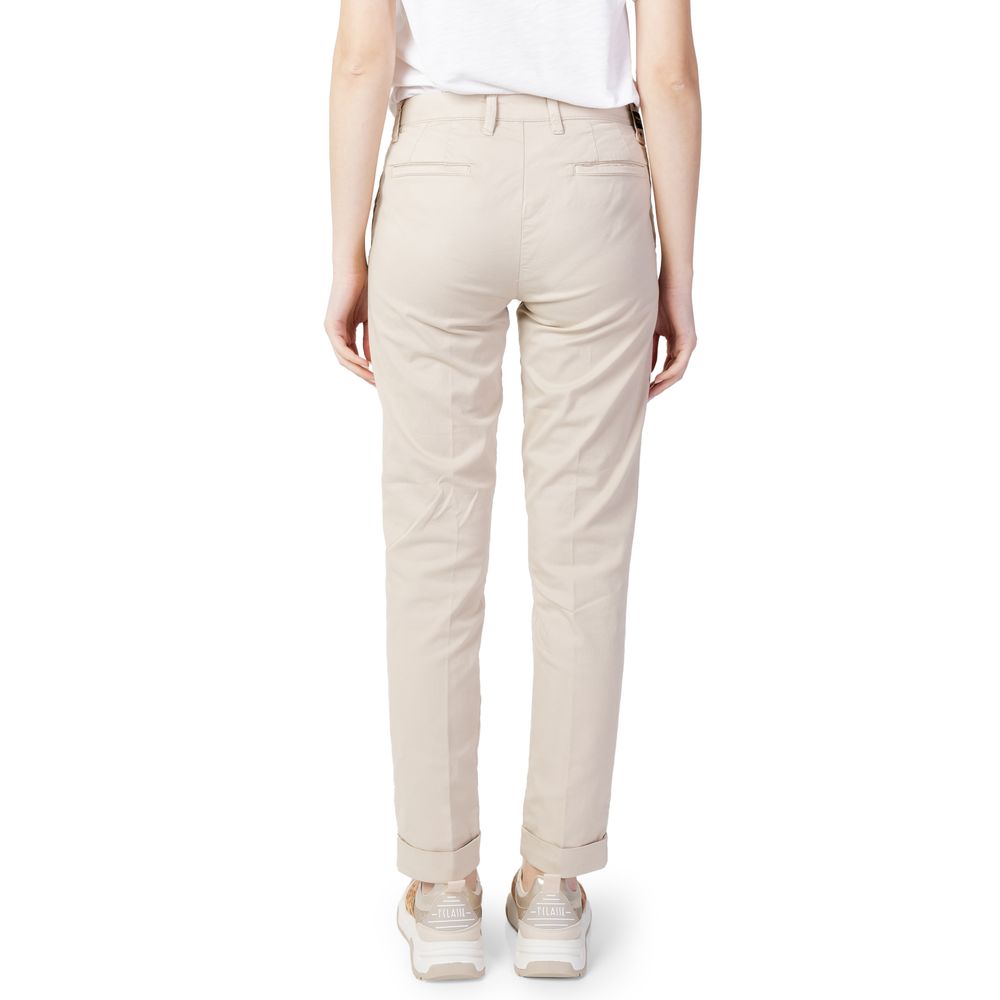 Blue Beige Cotton Jeans &amp; Pants