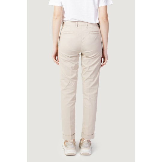 Blue Beige Cotton Jeans &amp; Pants