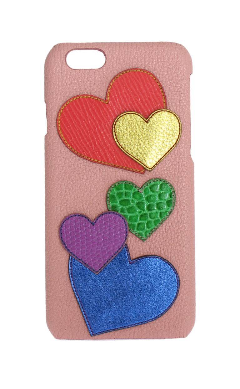 Dolce & Gabbana Schicke pinke Handyhülle aus Leder mit Herz-Verzierung - Léoré