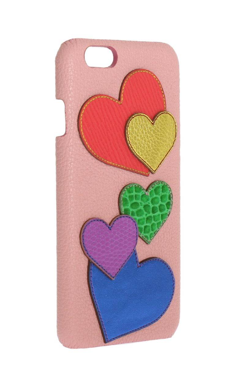 Dolce & Gabbana Schicke pinke Handyhülle aus Leder mit Herz-Verzierung - Léoré