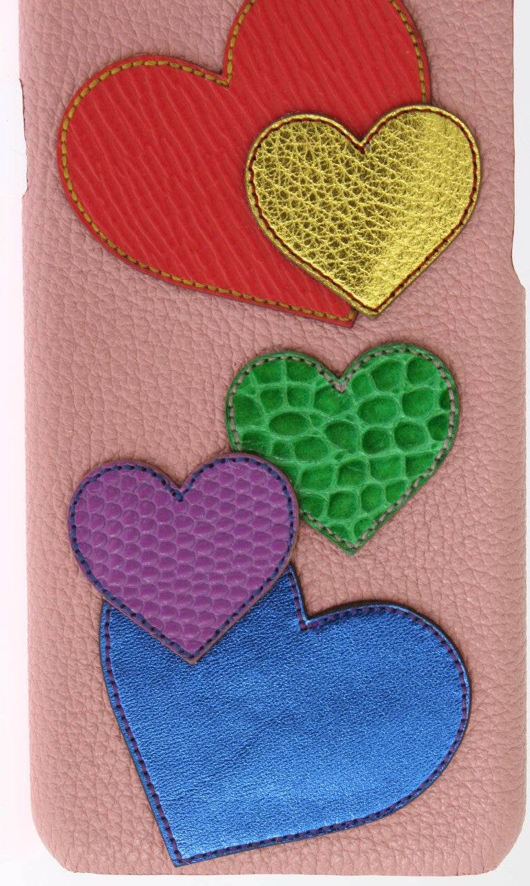 Dolce & Gabbana Schicke pinke Handyhülle aus Leder mit Herz-Verzierung - Léoré