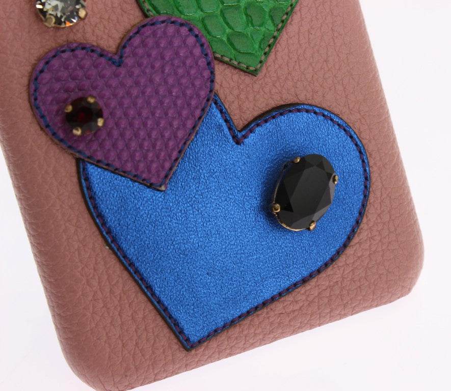 Dolce & Gabbana Schicke rosa Leder-Kristall iPhone Tasche - Léoré