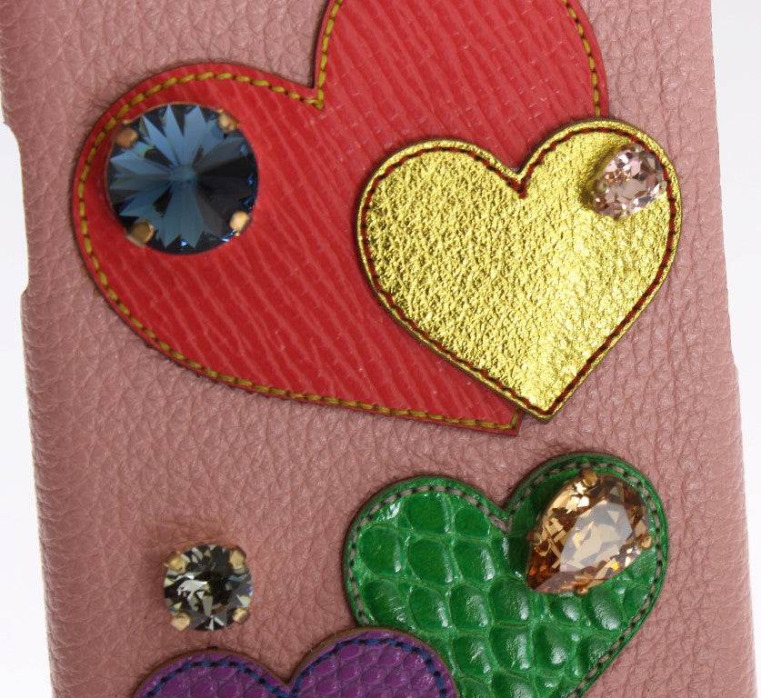 Dolce & Gabbana Schicke rosa Leder-Kristall iPhone Tasche - Léoré