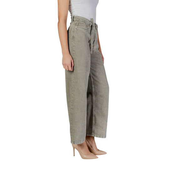 Only Grüne Bootcut-Jeans aus Baumwolle