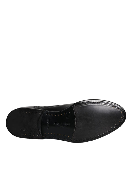 Dolce & Gabbana Schwarzes Leder Derby Wingtip Formelle Schuhe
