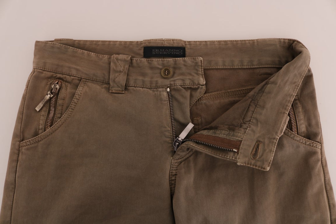 Ermanno Scervino Braun Baumwolle Casual Slim Fit Hose