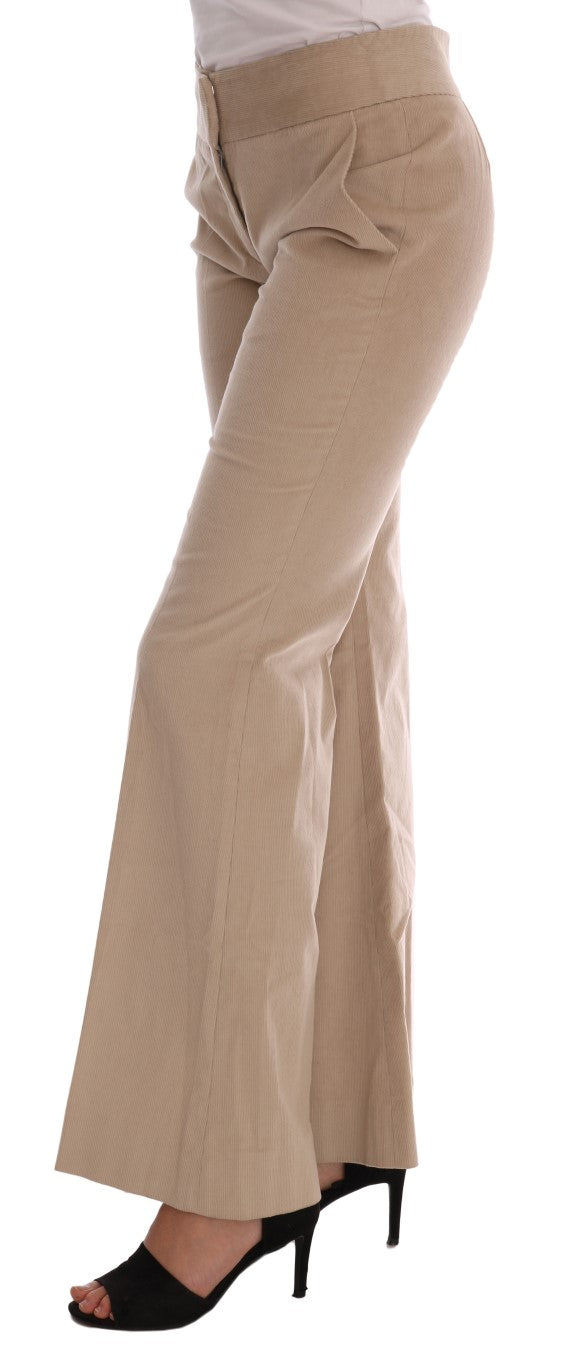 Ermanno Scervino Beigefarbene Bootcut-Hose aus Baumwolle