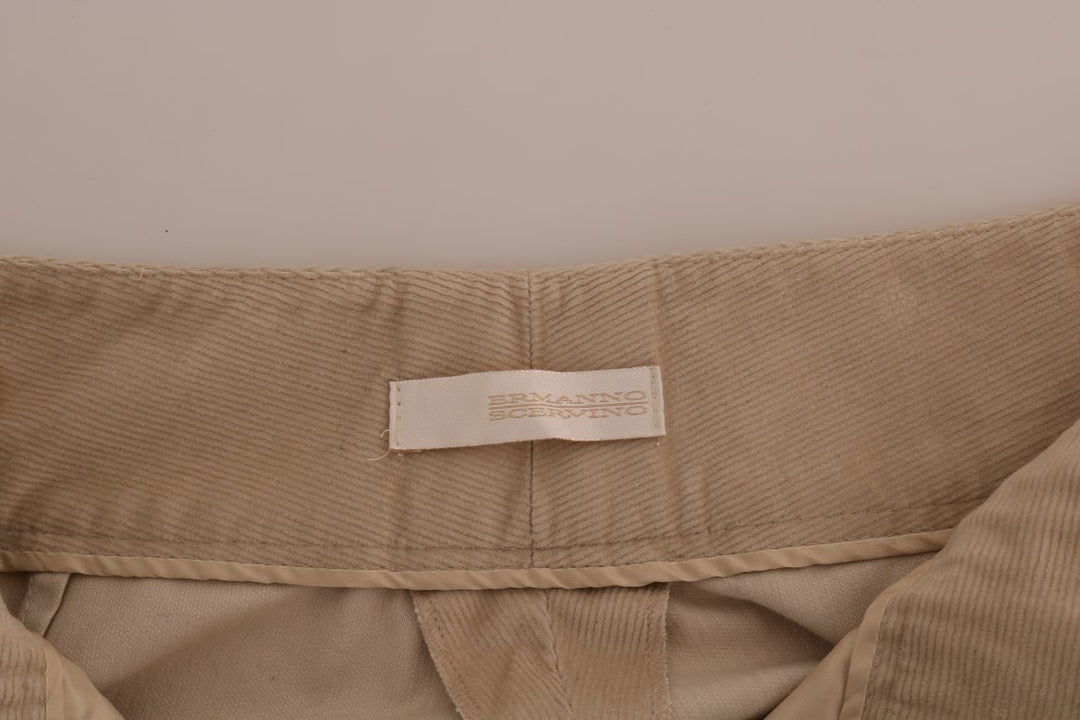 Ermanno Scervino Beigefarbene Bootcut-Hose aus Baumwolle