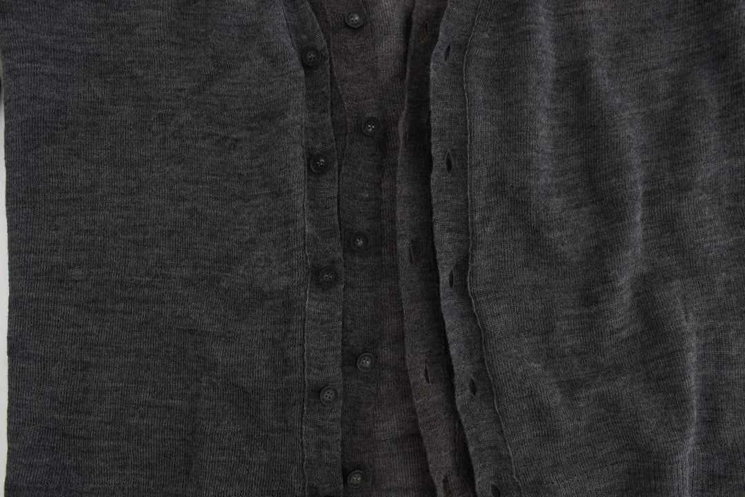 Costume National Grauer Wollpullover mit Knopfleiste