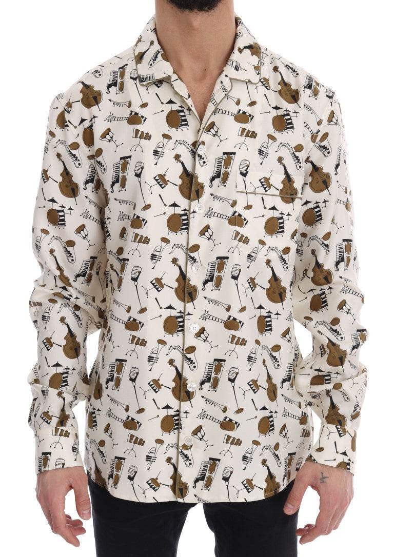Dolce & Gabbana Exklusive Seide Casual Herrenhemd - JAZZ Motiv - Léoré