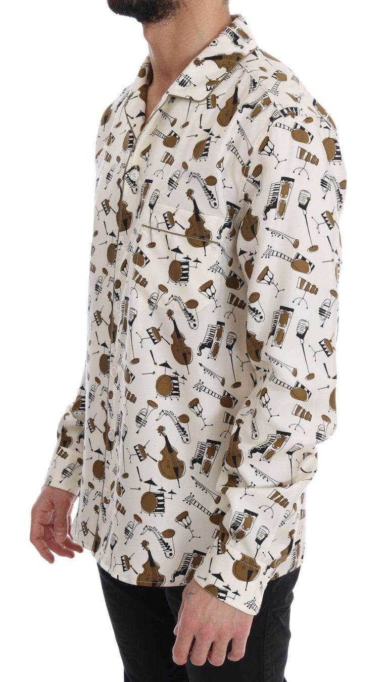 Dolce & Gabbana Exklusive Seide Casual Herrenhemd - JAZZ Motiv - Léoré