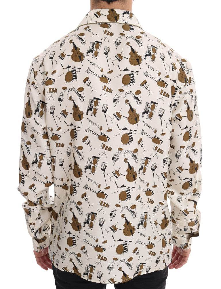 Dolce & Gabbana Exklusive Seide Casual Herrenhemd - JAZZ Motiv - Léoré