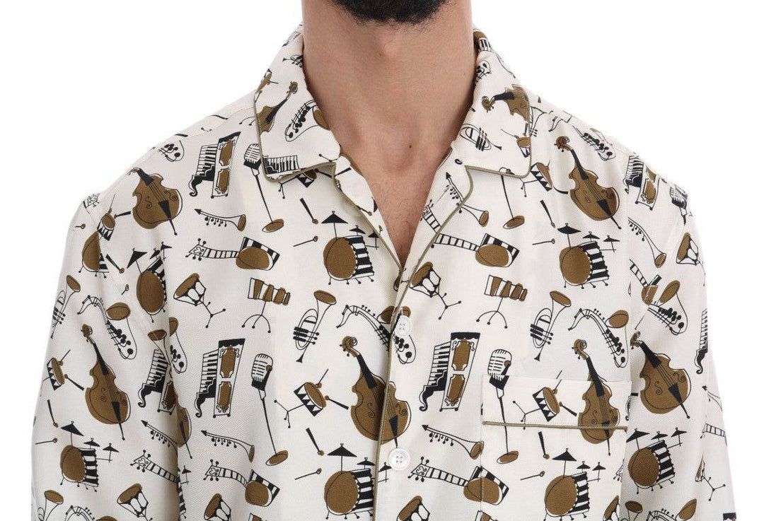 Dolce & Gabbana Exklusive Seide Casual Herrenhemd - JAZZ Motiv - Léoré