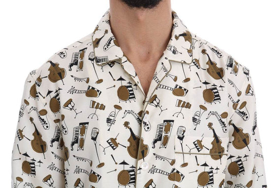 Dolce & Gabbana Exklusive Seide Casual Herrenhemd - JAZZ Motiv - Léoré